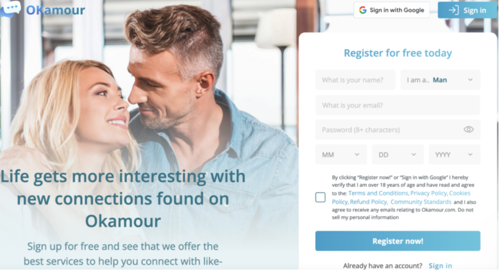 OKamour sign up